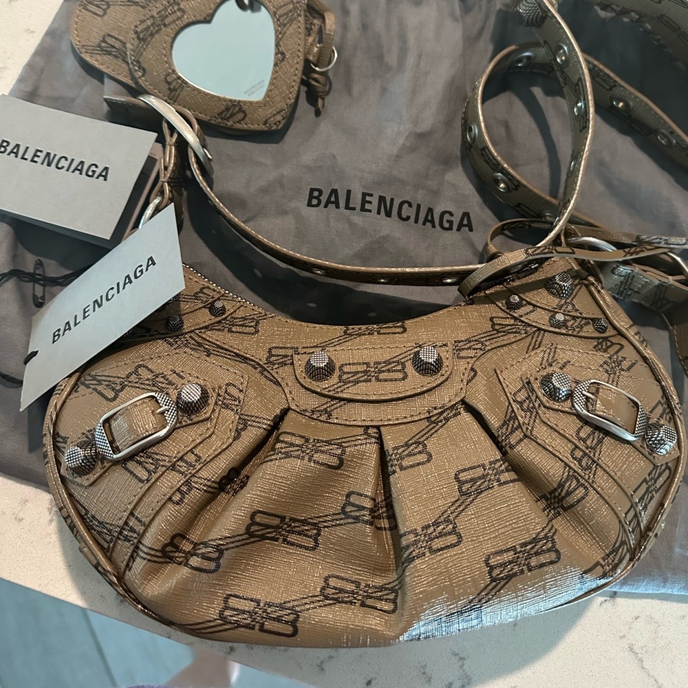 BALENCIAGA Le Cagole Xs BB Monogram Shoulder Bag